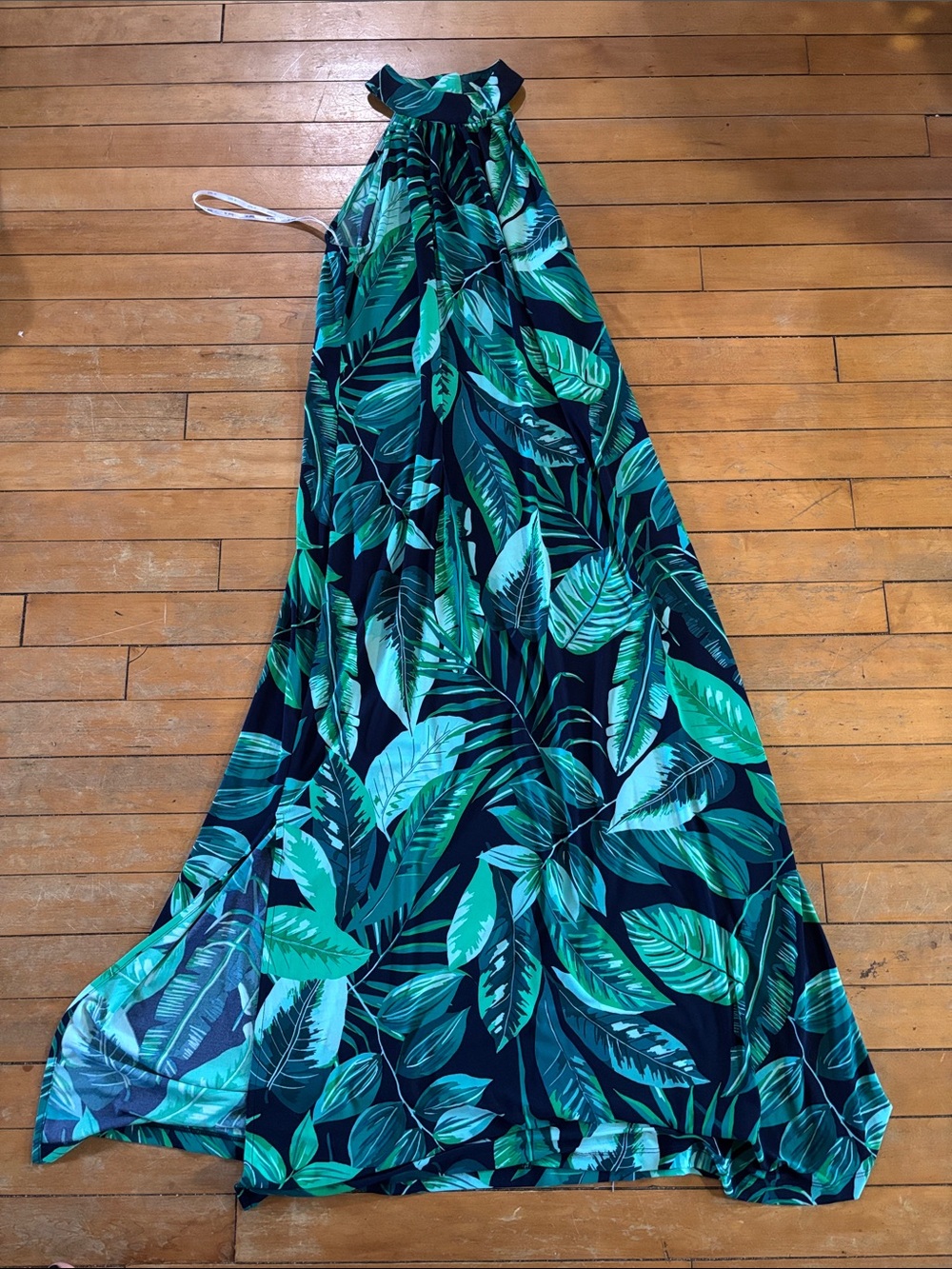 EUC Bar III Navy & Green Tropical Print Maxi Dress